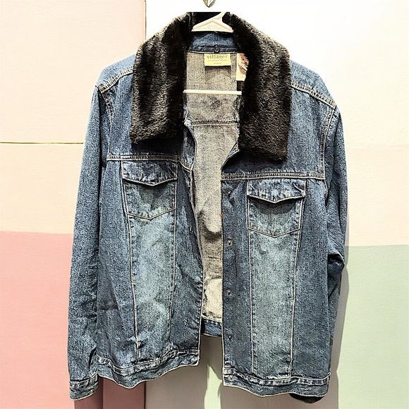 Liz Claiborne vintage denim jacket with removable fur collar size 3 (XL) - Picture 1 of 5